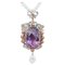 14 Karat Rose Gold and Silver Pendant Necklace with Pearls, Amethyst, Emeralds and Diamonds 1