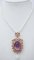 14 Karat Rose Gold and Silver Pendant Necklace with Pearls, Amethyst, Emeralds and Diamonds 4