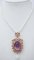 14 Karat Rose Gold and Silver Pendant Necklace with Pearls, Amethyst, Emeralds and Diamonds, Image 4