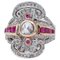 14 Karat Rose Gold and Silver Ring with Rubies and Diamonds 1