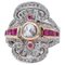 Anello in oro rosa e argento 14 carati con rubini e diamanti, Immagine 1