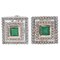 Silver Earrings with Emeralds, Diamonds and Rose Gold, Set of 2, Image 1