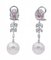 Platinum Dangle Earrings with White Pearls, Rubies and Diamonds, Set of 2 3