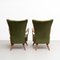 Green Velvet and Oak Armchairs and Sofa, 1950s, Set of 3 8