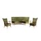 Green Velvet and Oak Armchairs and Sofa, 1950s, Set of 3, Image 2
