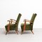 Green Velvet and Oak Armchairs and Sofa, 1950s, Set of 3 6