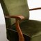 Butacas y sofá de terciopelo verde y roble, años 50. Juego de 3, Imagen 9