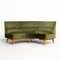 Butacas y sofá de terciopelo verde y roble, años 50. Juego de 3, Imagen 20