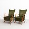 Grüne Sessel und Sofa aus Samt & Eiche, 1950er, 3er Set 5