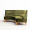 Butacas y sofá de terciopelo verde y roble, años 50. Juego de 3, Imagen 17