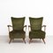 Green Velvet and Oak Armchairs and Sofa, 1950s, Set of 3 4