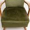 Poltrone e divano in quercia e velluto verde, anni '50, set di 3, Immagine 11