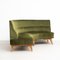 Butacas y sofá de terciopelo verde y roble, años 50. Juego de 3, Imagen 14