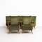 Butacas y sofá de terciopelo verde y roble, años 50. Juego de 3, Imagen 3