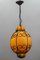 Venetian Style Pâte de Verre Glass Metal Caged Lantern Pendant Light 14