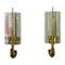 Mid-Century Modern Italian Brass and Crystal Wall Lamps, 1960s, Set of 2 1