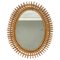 Mid-Century Italian Oval Wall Mirror in Rattan and Bamboo, 1960s 1