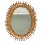 Specchio da parete ovale Mid-Century in vimini e bambù, Italia, anni '60, Immagine 1