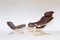 Swedish Brown Leather Kroken Lounge Chair and Ottoman by Åke Fribytter for Nelo Möbel , 1970s, Set of 2 1