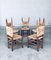 Rustic Oak and Rush Dining Chair Set, Belgium, 1950s, Set of 5, Image 22