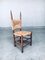 Rustic Oak and Rush Dining Chair Set, Belgium, 1950s, Set of 5 14