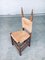 Rustic Oak and Rush Dining Chair Set, Belgium, 1950s, Set of 5, Image 5