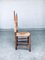 Rustic Oak and Rush Dining Chair Set, Belgium, 1950s, Set of 5, Image 11