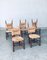 Rustic Oak and Rush Dining Chair Set, Belgium, 1950s, Set of 5 21