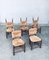 Rustic Oak and Rush Dining Chair Set, Belgium, 1950s, Set of 5 1