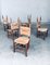 Sedie da pranzo rustiche in quercia e giunco, Belgio, anni '50, Immagine 17
