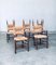 Rustic Oak and Rush Dining Chair Set, Belgium, 1950s, Set of 5 24