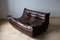 Vintage French Dark Brown Togo Living Room Set by Michel Ducaroy for Ligne Roset, Set of 3 8