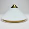 Hollywood Regency Brass and Opaline Glass Ceiling Lamp by Glashutte Limburg, 1970s, Set of 3 4