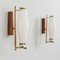 Italian Teak and Opaline Glass Wall Sconces with Brass Details, 1960s, Set of 2 3
