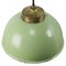 Vintage Brass and Enamel Pendant Light with Frosted Glass, Image 2