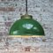 Vintage Brass and Enamel Pendant Light with Frosted Glass 6