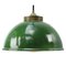 Vintage Brass and Enamel Pendant Light with Frosted Glass 1
