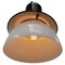 Vintage Industrial Enamel and Opaline Glass Pendant Light 3