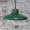 Vintage American Industrial Pendant Made of Green Enamel With Brass Top. 4