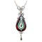 Silver and Rose Gold Pendant Necklace with Stones, Emeralds, Diamonds and Pearls 1