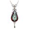 Silver and Rose Gold Pendant Necklace with Stones, Emeralds, Diamonds and Pearls, Image 1