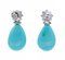 14 Karat White Gold Dangle Earrings with Turquoises, Tsavorites and Diamonds, Set of 2 3