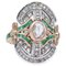 14 Karat Rose Gold and Silver Ring with Emeralds and Diamonds 1