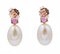 18 Karat Rose Gold Earrings with Pink Pearls, Rubies and Diamonds, Set of 2 3