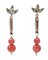Rose Gold and Silver Earrings with Coral, Jade, Emeralds and Diamonds, Set of 2 3