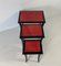 Italian Art Deco Nesting Tables in Red Parchment and Black Lacquer, Set of 3, Image 8