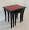 Italian Art Deco Nesting Tables in Red Parchment and Black Lacquer, Set of 3, Image 11