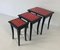 Italian Art Deco Nesting Tables in Red Parchment and Black Lacquer, Set of 3, Image 3