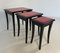 Italian Art Deco Nesting Tables in Red Parchment and Black Lacquer, Set of 3, Image 5