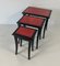 Italian Art Deco Nesting Tables in Red Parchment and Black Lacquer, Set of 3 4